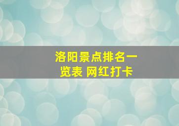 洛阳景点排名一览表 网红打卡